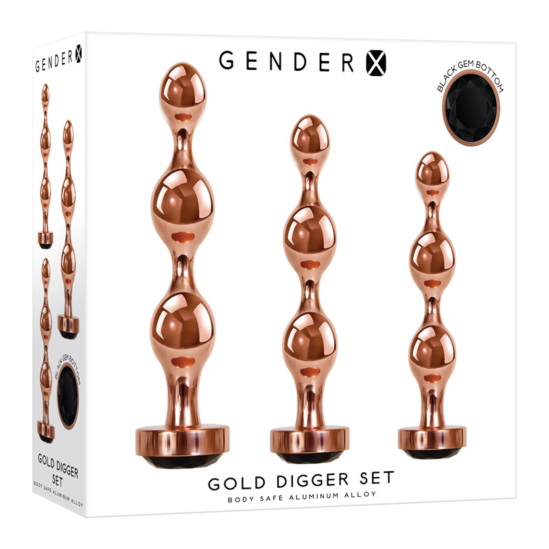 Gender X: Gold Digger Set - 3 Pc Butt Plug Set