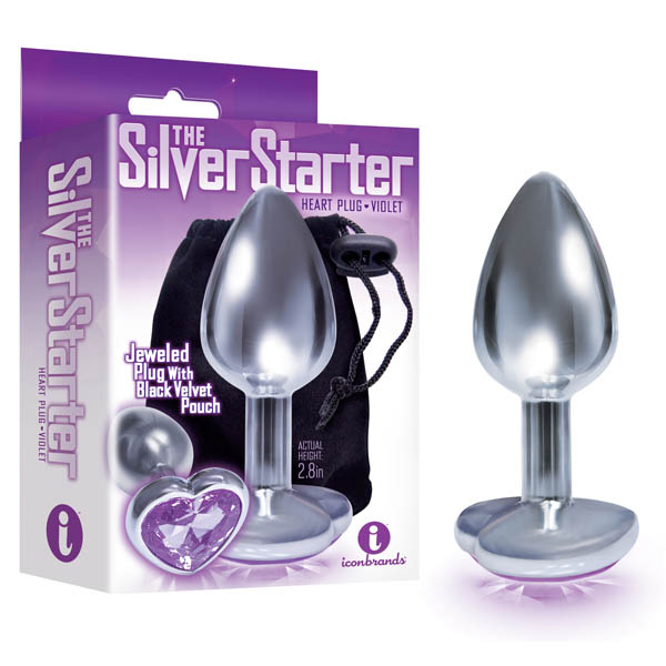 The 9's Silver Starter, Bejewelled Heart - Violet