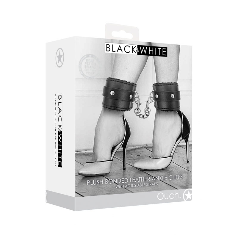 Ouch!: BW Plush Bonded Leather Ankle Cuffs w/ Adjustable Straps