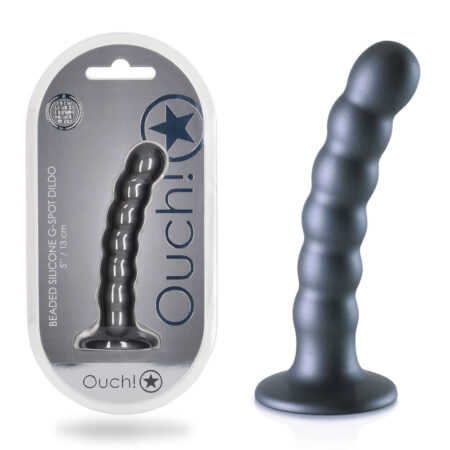 OUCH! - Beaded Silicone G-spot Dildo Grey 13 cm