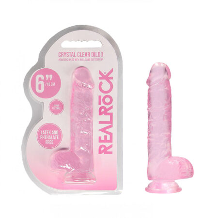 Real Rock - Crystal Clear Dildo 6" (Pink)