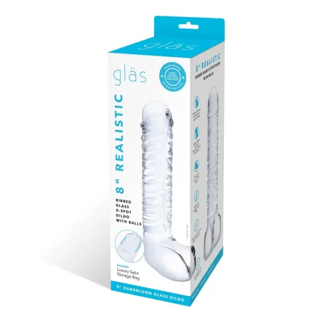 Glas - 8" Realistic Glass G Spot Dildo with Balls