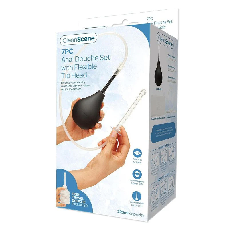 CleanScene: 7Pc Anal Douche Set with Flexible Tip Head