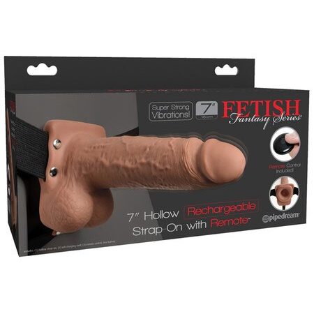 Pipedream: Fetish Fantasy 7 in. Hollow Rechargeable Strap-On with Remote Tan