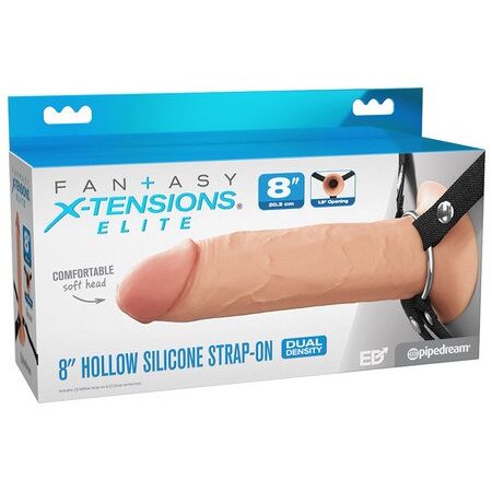 Pipedream: Fantasy X-Tensions Elite 8" Silicone Hollow Strap-on Dual Density Light