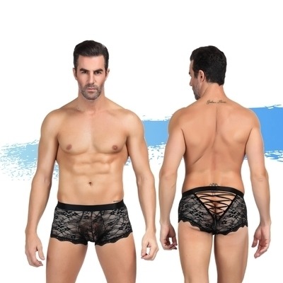 Ashella Lingerie: Mica Lace Boxer Brief Black L/XL