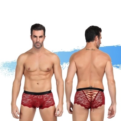Ashella Lingerie: Mica Lace Boxer Brief Red L/XL
