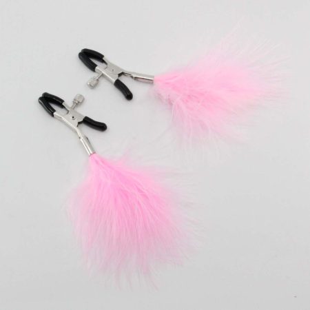 Love in Leather: Feather Nipple Clamps - Baby Pink