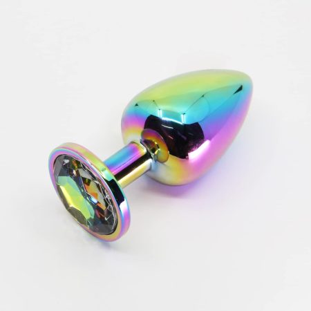 Love in Leather - Rainbow Chrome Round Plug (Rainbow, M)