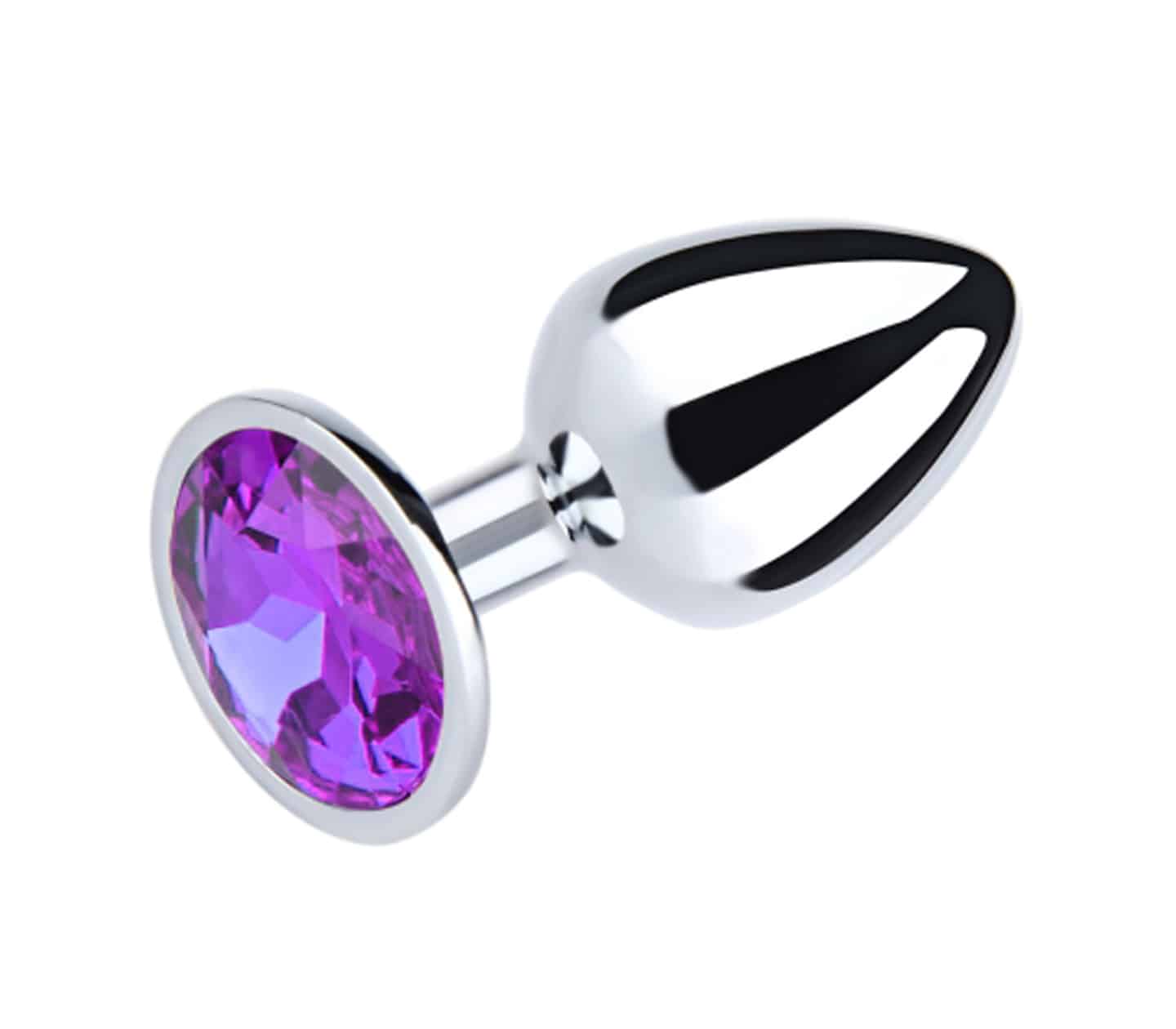 Love in Leather: Medium Metal Plug Purple Round Gem