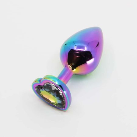 Love in Leather: Medium Rainbow Chrome Heart Plug