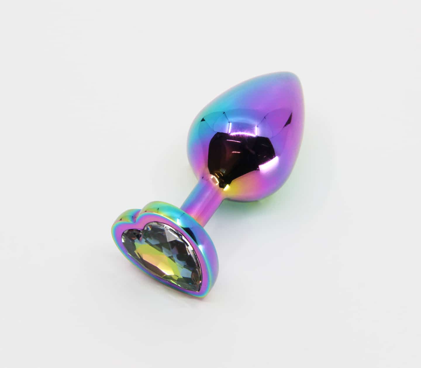 Love in Leather: Medium Rainbow Chrome Heart Plug