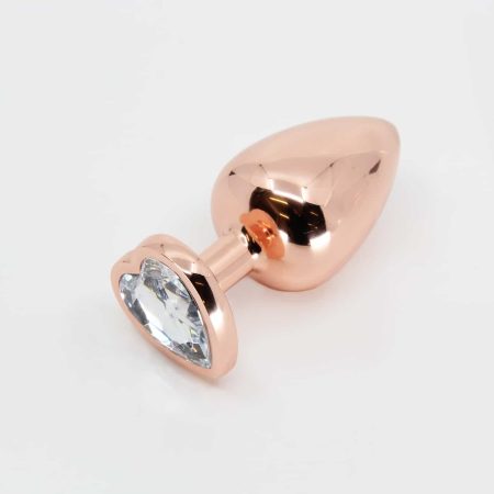 Love in Leather: Medium Rose Gold Plug Heart Gem