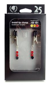 Spartacus: Broad Tip Beaded Nipple Clamps Red