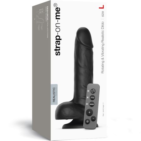 Strap-On-Me: Rotating and Vibrating Realistic Dildo Black L