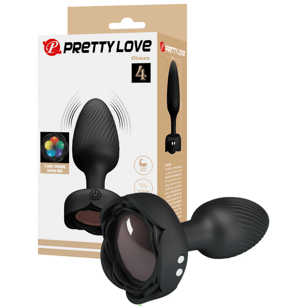 Pretty Love: Olman Light-Up Rechargeable Butt Plug Black