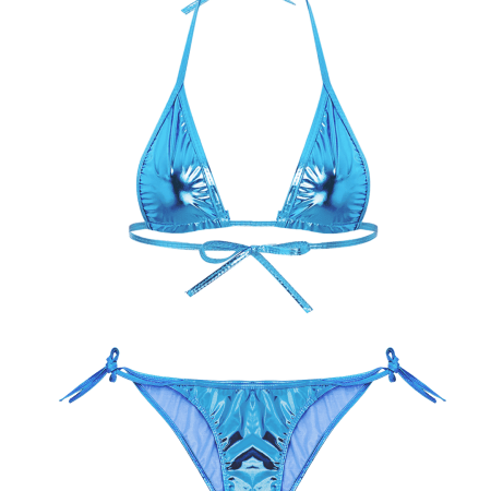 Love in Leather: Blue Metallic Full Bikini