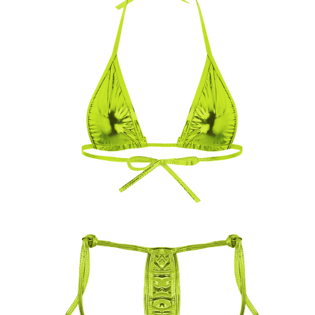 Love in Leather: Green Metallic Micro Bikini
