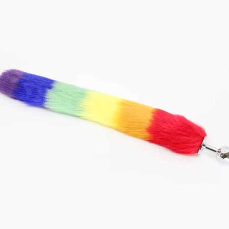 Love in Leather: Faux Fur Fox Tail Small Steel Plug Pride Edition