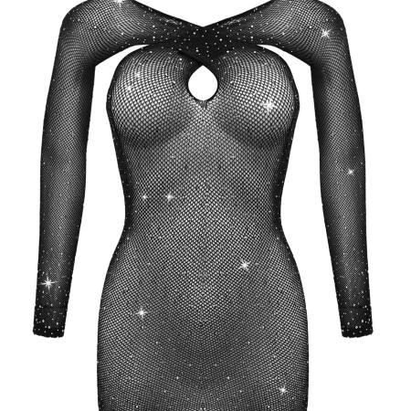 Love in Leather: Rhinestone Dress Black