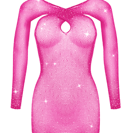Love in Leather: Rhinestone Dress Hot Pink