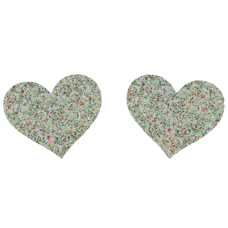 Love in Leather: Heart Nipple Pasties Multi-Colour Glitter