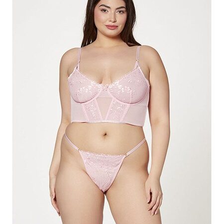 Seven Til Midnight: Bustier and Thong Panty Set Pink 3X/4X