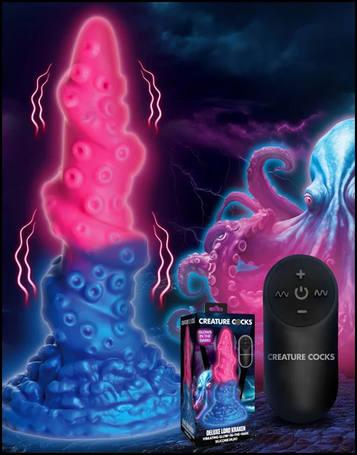 Creature Cocks: Deluxe Lord Kraken Vibrating Glow-in-the-Dark Silicone Dildo