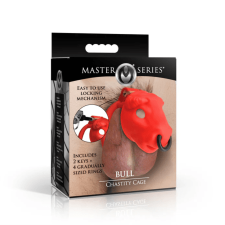 Master Series: Bull Chastity Cage Red
