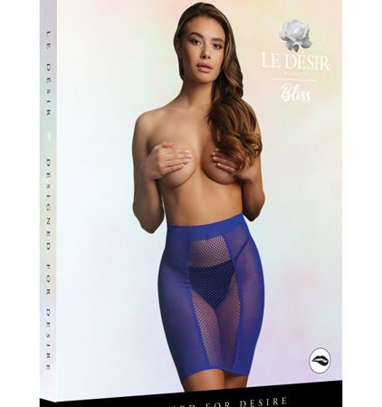 Le Desir: High-Waist Fishnet Skirt Blue (One Size)