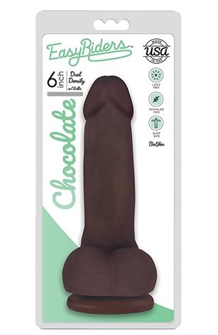 Curve Toys: Easy Riders 6" Slim Bioskin Dong with Balls Chocolate