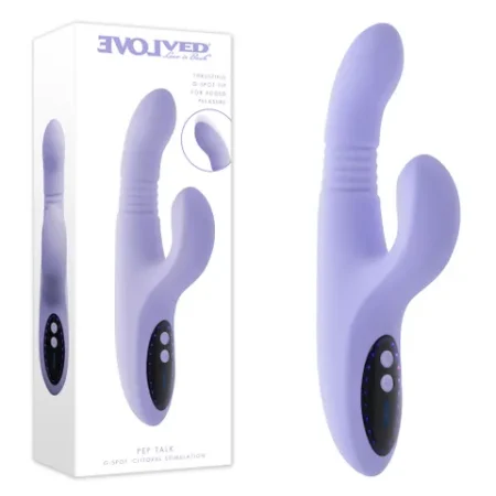 Evolved: Pep Talk Thrusting Vibrator with Tapping Clitoral Stimulator Purple