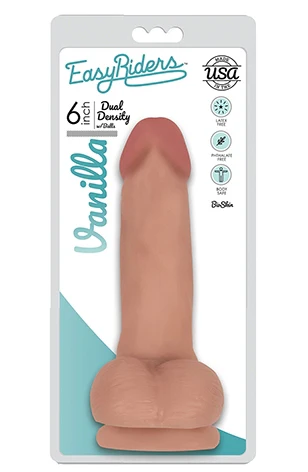 Curve Toys: Easy Riders 6" Slim Bioskin Dong with Balls Vanilla