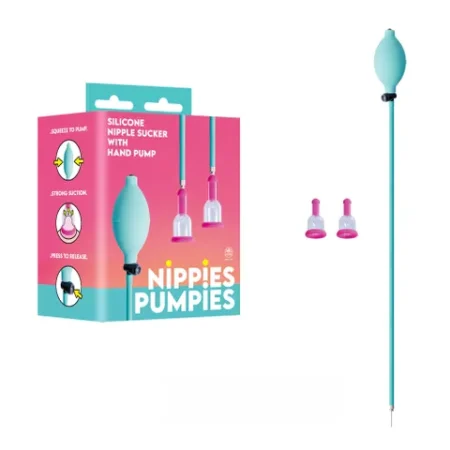 Excellent Power: Nippies Pumpies Nipple Suckers with Manual Pump Teal