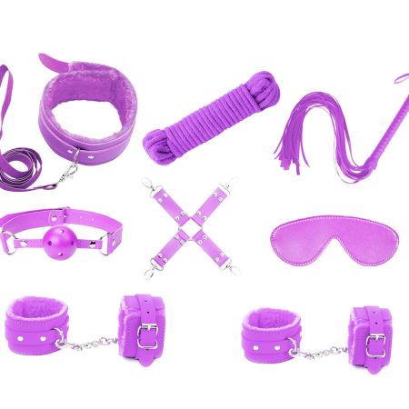 Love in Leather: 9 Piece Purple Bondage Kit Purple