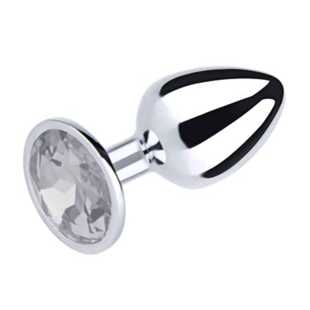 Love in Leather - Metal Plug Round Gem (Clear, M)