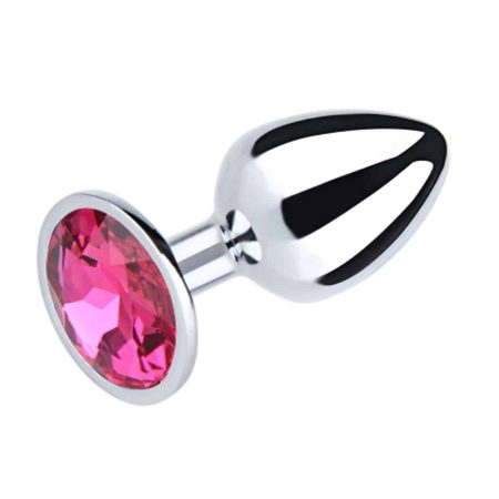 Love in Leather - Metal Plug Round Gem (Pink, L)