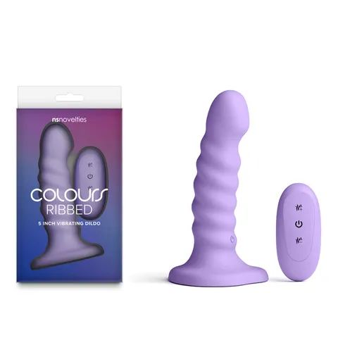 Colours Ribbed: 5'' Vibrating Dildo Purple
