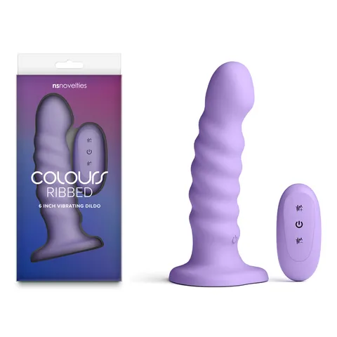 Colours Ribbed: 6'' Vibrating Dildo Purple