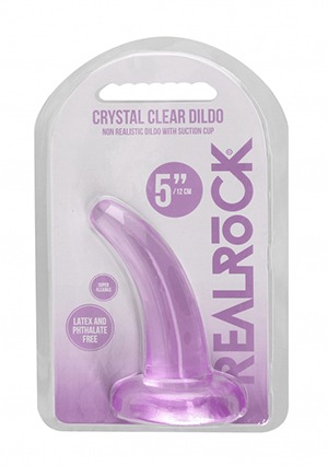 RealRock: Crystal Clear Curved Dildo 5" Purple