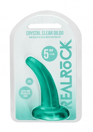 RealRock: Crystal Clear Curved Dildo 5" Turquoise