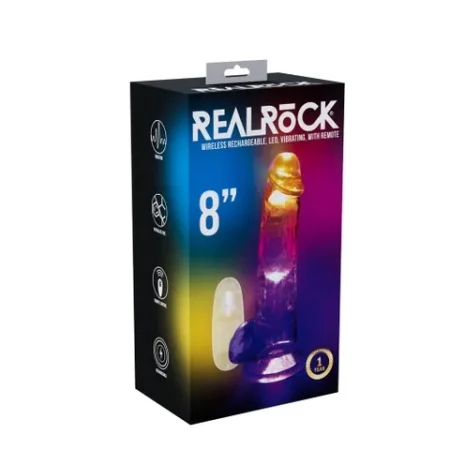 RealRock - Rechargeable LED Dong/Balls Clear 8"