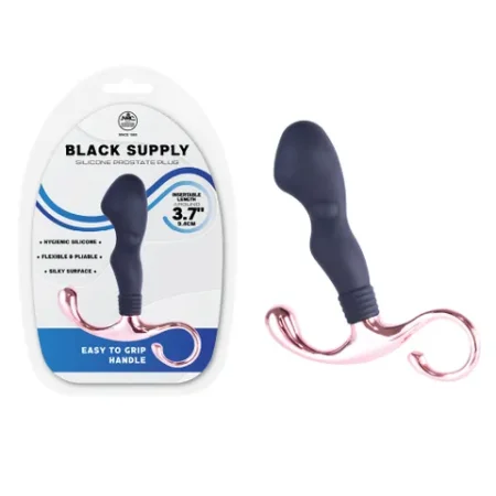 Excellent Power: Black Supply - 9.4cm Silicone Prostate Plug (Bulb)
