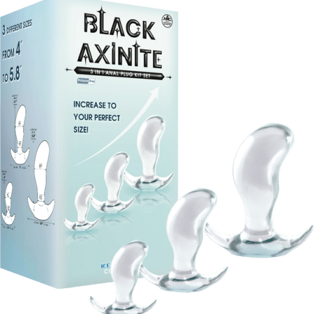 Excellent Power: Black Axinite 3 in 1 Anal Plug Kit 4"-5.8"  Clear