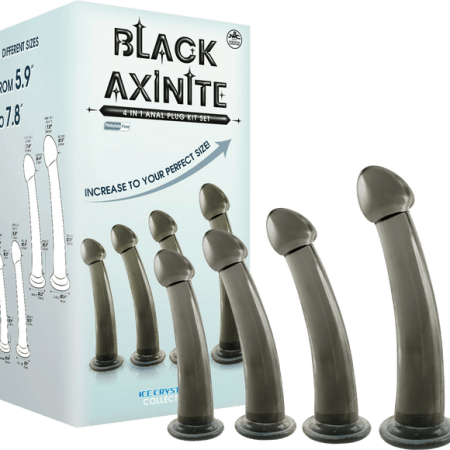 Excellent Power: Black Axinite 4 in 1 Anal Plug Kit 5.9"-7.8" Smoke