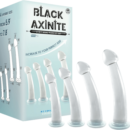 Excellent Power: Black Axinite 4 in 1 Anal Plug Kit 5.9"-7.8" Clear