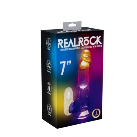 RealRock - Rechargeable LED Dong/Balls Clear 7"