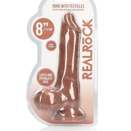 Real Rock: Realistic Dong with Balls 8" Tan
