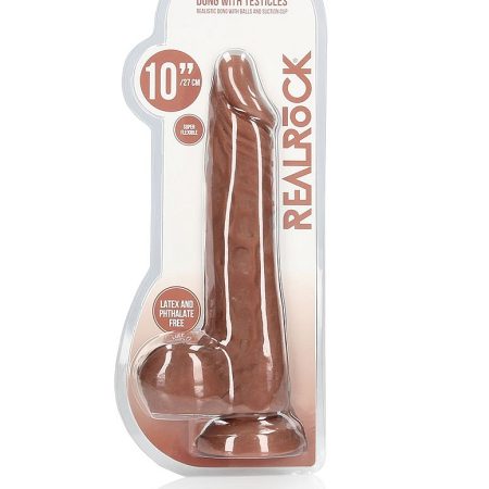 RealRock: Realistic Dildo with Balls 10" Tan
