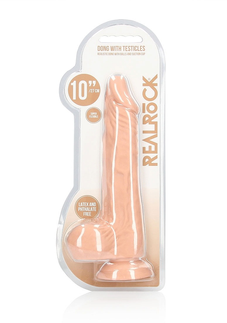 RealRock: Realistic Dildo with Balls 10" Flesh